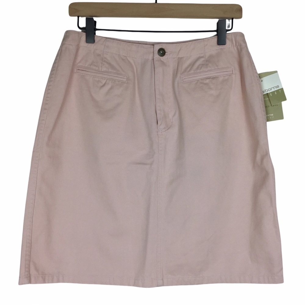 LIZ CLAIBORNE Twill Skirt Think Pink Blush Minimalist Capsule Wardrobe 10 NWT